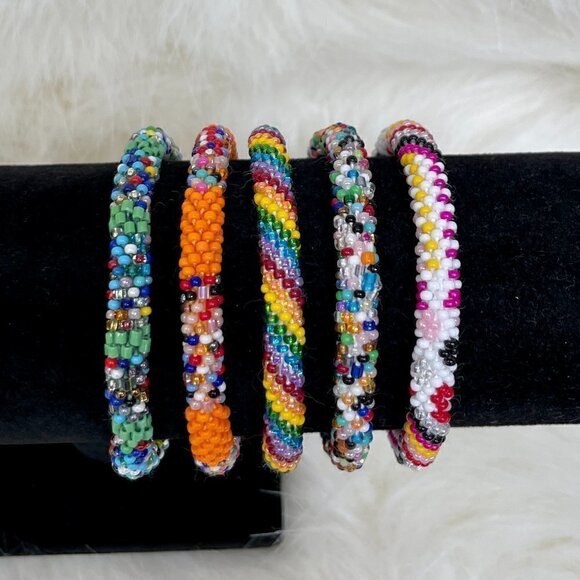 HAND CRAFTED in Nepal Beaded Bracelets (set of 5) #1011 - Picture 3 of 8